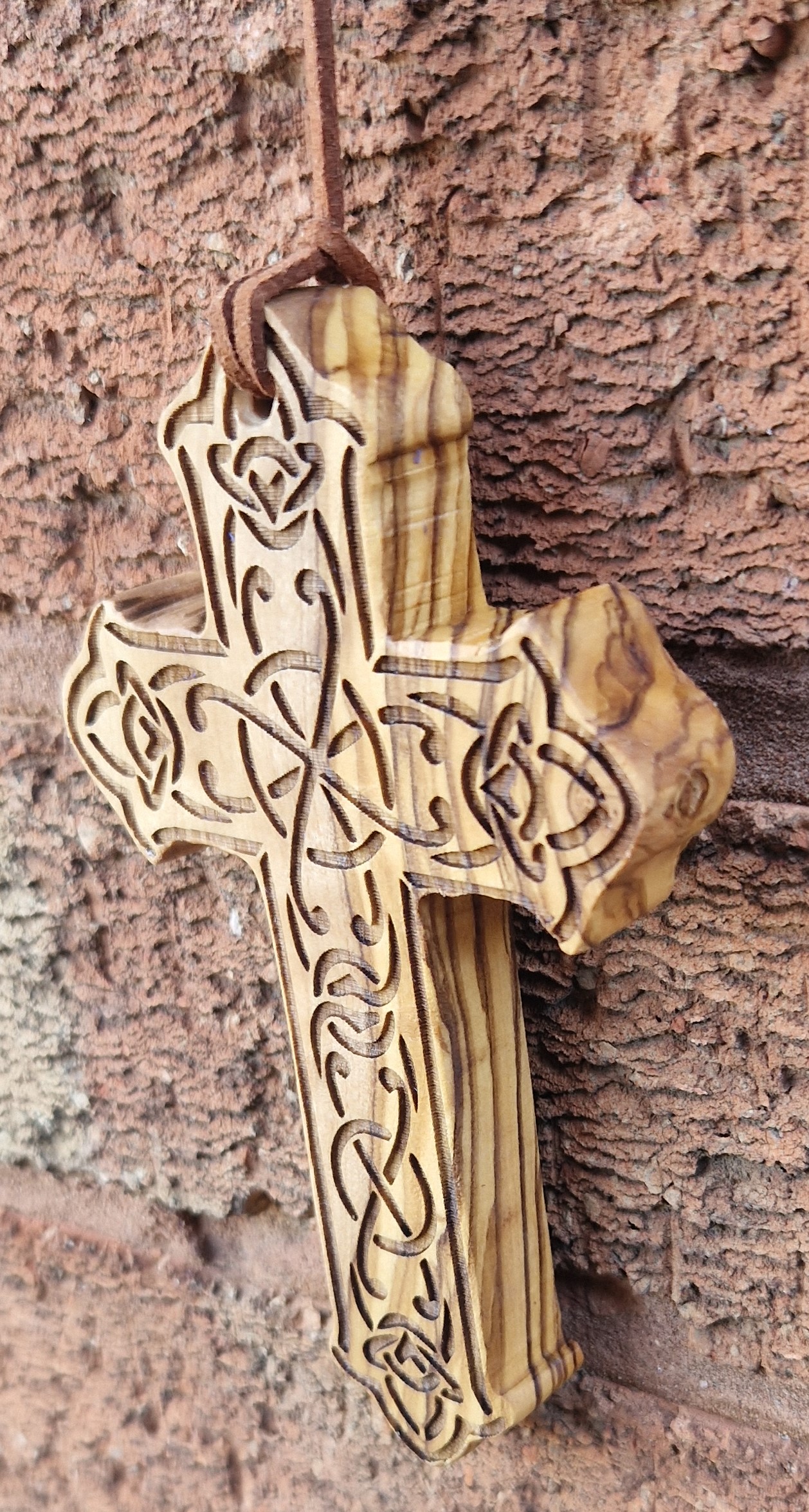 Laser Engraved Celtic Weave Olive Cross